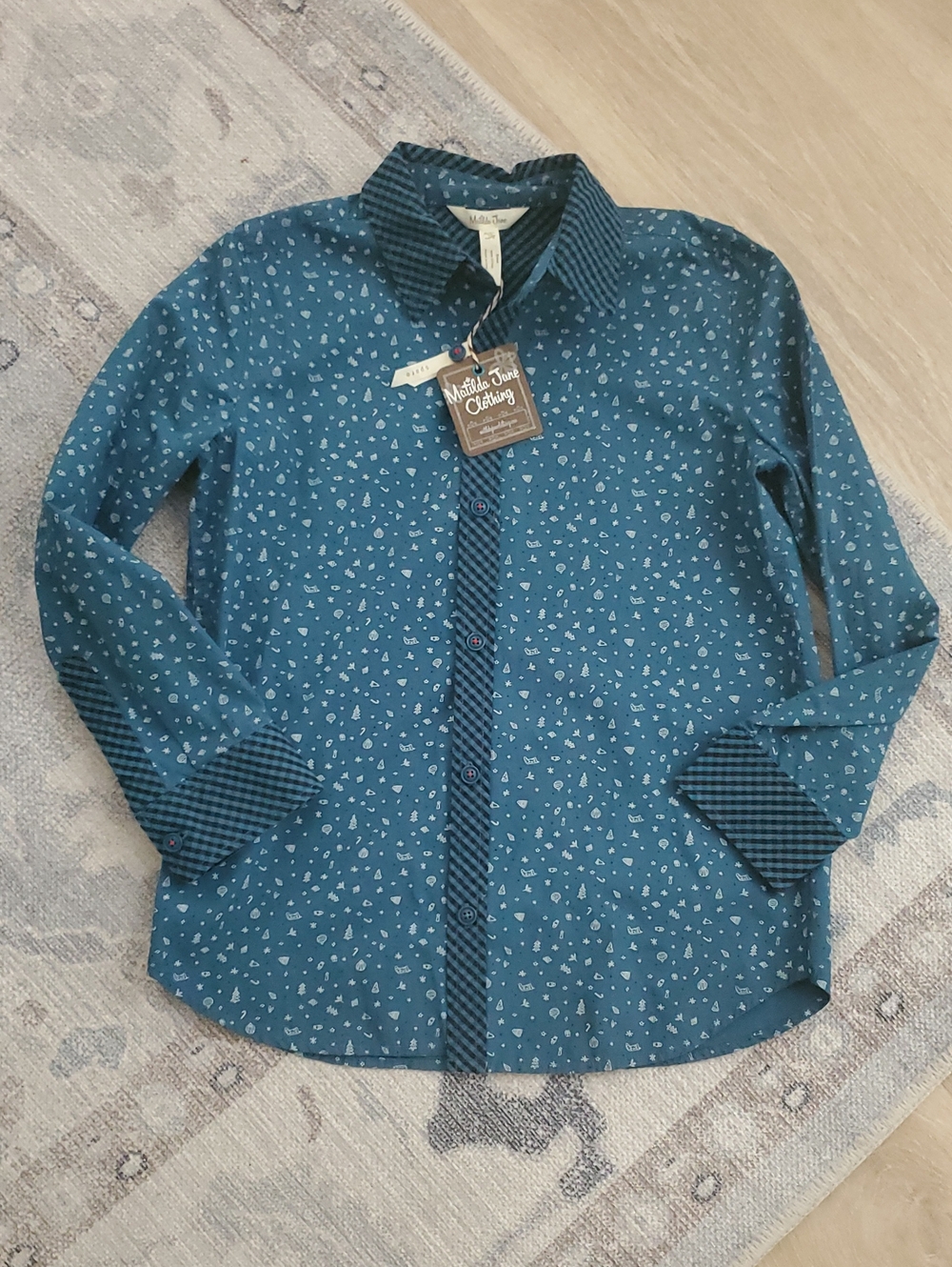 NWT Matilda Jane Boys Winter Holiday Christmas Button Up Shirt Sz10